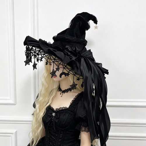 Velvet witch hat - velvet, trim