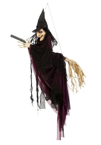 Flying witch broom with - flying,